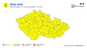 Po vydatném sněžení v Česku udeří mrazy, v noci spadne rtuť teploměru až na minus dvanáct stupňů