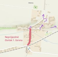 Pozor ve Zlonicích. Do Břešťan se bude jezdit po polňačce