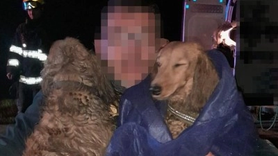 Středočeští hasiči zachránili dva psy z potrubí pod zemí