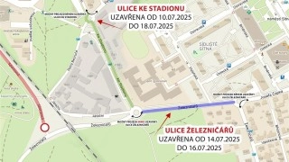 Rekonstrukce ulic Ke Stadionu a Železničářů začnou 10. července