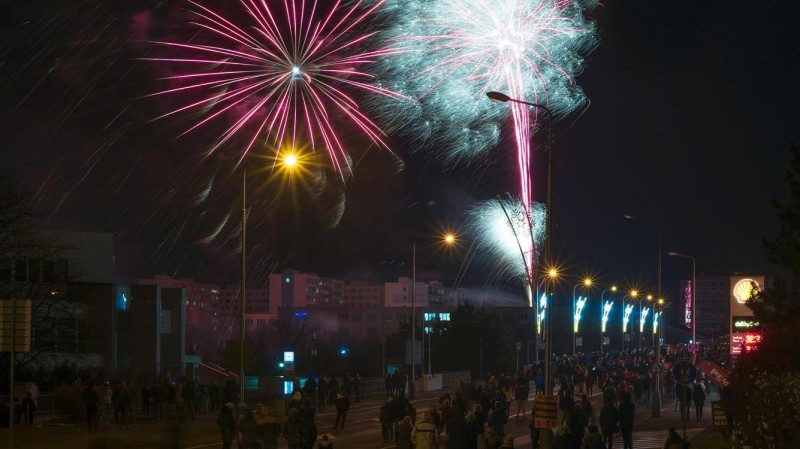 Novoroční ohňostroj město Kladno