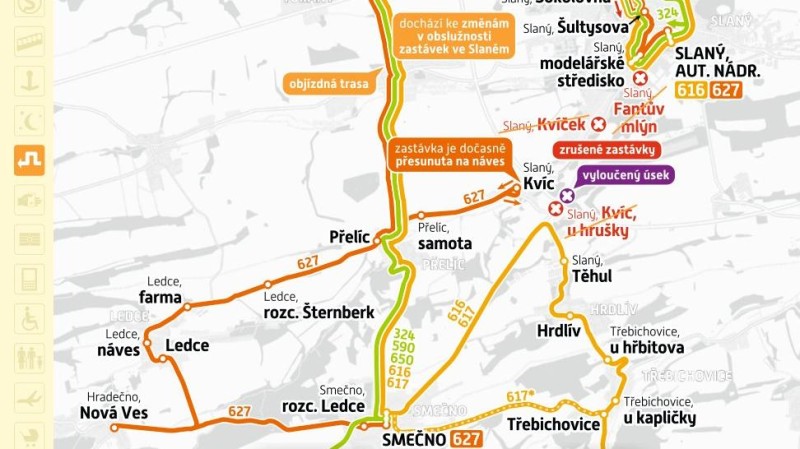 Silnice mezi Slan&yacute;m a Kv&iacute;cem je uzavřen&aacute;